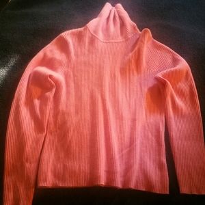 Pink turtleneck, long sleeve sweater